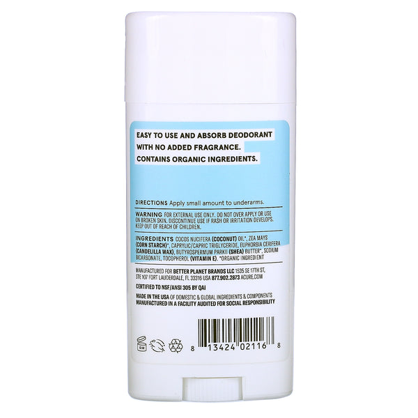 Acure, Deodorant, Fragrance Free, 2.2 oz (62.4 g) - The Supplement Shop