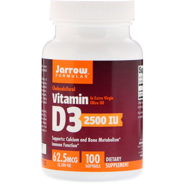 Jarrow Formulas, Vitamin D3, Cholecalciferol, 2,500 IU, 100 Softgels