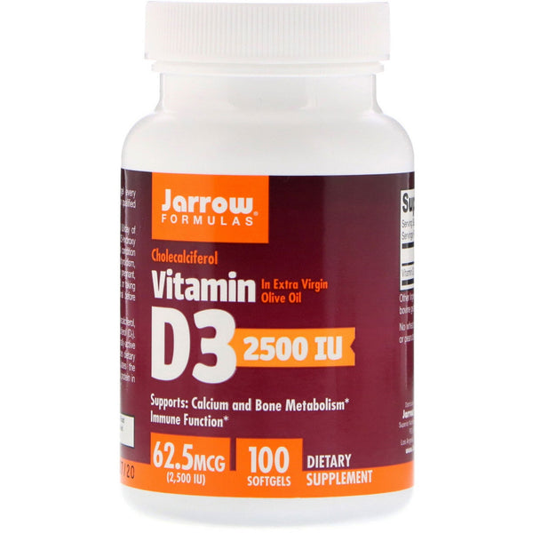 Jarrow Formulas, Vitamin D3, Cholecalciferol, 2,500 IU, 100 Softgels - The Supplement Shop