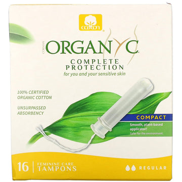 Organyc, Organic Tampons, Compact, Regular Absorbency, 16 Tampons