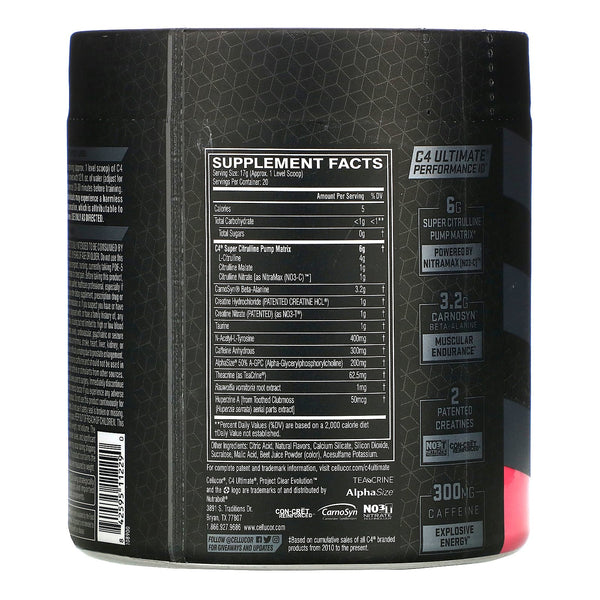 Cellucor, C4 Ultimate Pre-Workout Performance, Strawberry Watermelon, 11.99 oz (340 g) - The Supplement Shop