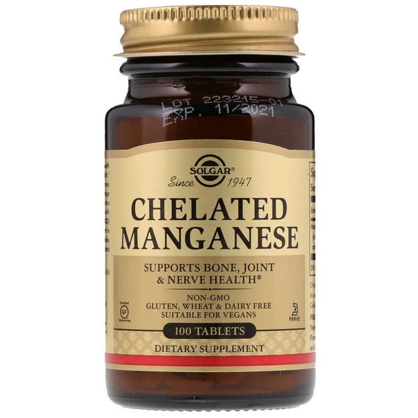 Solgar, Chelated Manganese, 100 Tablets - The Supplement Shop