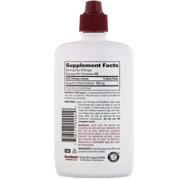 NutriBiotic, Vegan GSE Grapefruit Seed Extract, Liquid Concentrate, 4 fl oz (118 ml)
