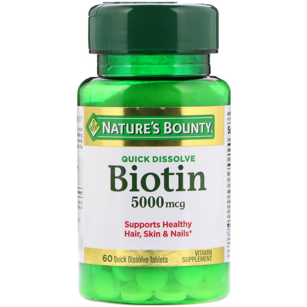 Nature's Bounty, Biotin, 5,000 mcg, 60 Quick Dissolve Tablets - The Supplement Shop