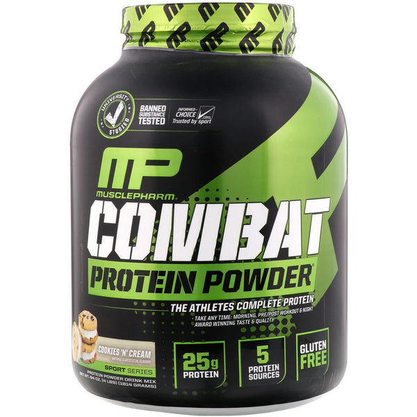 MusclePharm, Combat Protein Powder, Cookies 'N' Cream, 4 lbs (1814 g) - The Supplement Shop