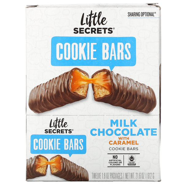 Little Secrets, Cookie Bars, Milk Chocolate with Caramel, 12 Pack, 1.8 oz (50 g) Each - The Supplement Shop