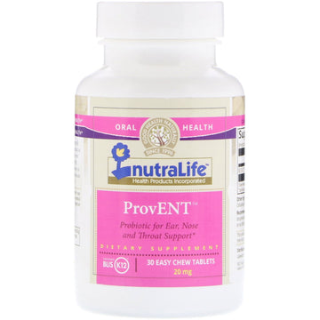 NutraLife, ProvENT with Blis K12, 20 mg, 30 Easy Chew Tablets