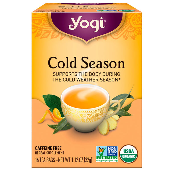 Yogi Tea, Organic, Cold Season, Caffeine Free, 16 Tea Bags, 1.12 oz (32 g) - The Supplement Shop