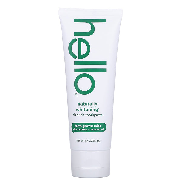 Hello, Naturally Whitening Fluoride Toothpaste, Farm Grown Mint, 4.7 oz (133 g) - The Supplement Shop
