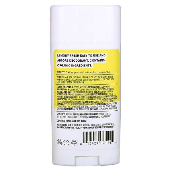 Acure, Deodorant, Lemon Verbena, 2.2 oz (62.4 g) - The Supplement Shop