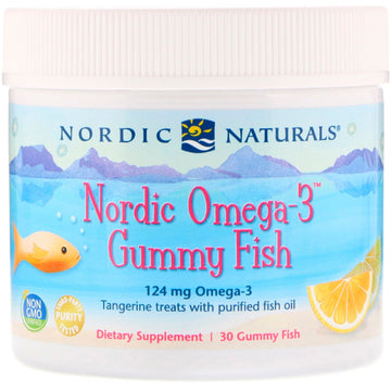 Nordic Naturals, Nordic Omega-3 Gummy Fish, Tangerine Treats, 124 mg, 30 Gummy Fish