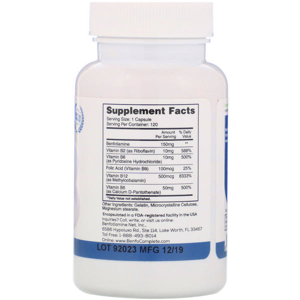 Benfotiamine Inc., Multi-B Benfotiamine Neuropathy Support Formula, 150 mg, 120 Capsules - The Supplement Shop