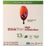 ThinkThin, High Protein Bars, Sea Salt Almond Chocolate, 10 Bars, 1.94 oz (55 g) Each - The Supplement Shop