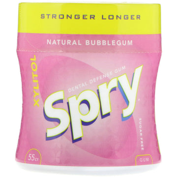Xlear, Spry, Stronger Longer Dental Defense Gum, Natural Bubblegum, Sugar Free, 55 Count