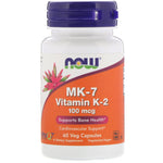 Now Foods, MK-7 Vitamin K-2, 100 mcg, 60 Veg Capsules