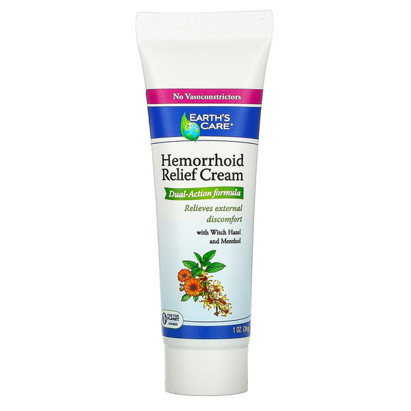 Earth's Care, Hemorrhoid Relief Cream, with Witch Hazel and Menthol, 1 oz (28 g) - The Supplement Shop
