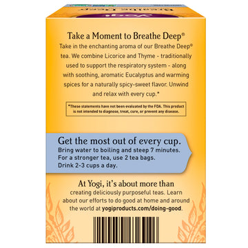 Yogi Tea, Breathe Deep, Caffeine Free, 16 Tea Bags, 1.12 oz (32 g)