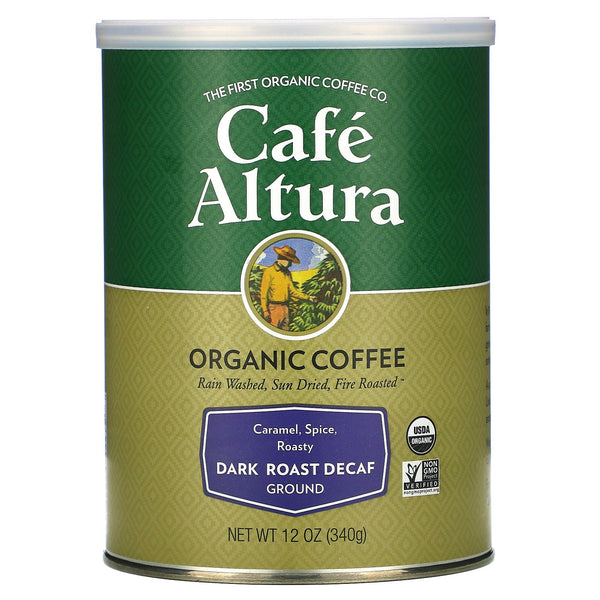 Cafe Altura, Organic Coffee, Dark Roast Decaf, Ground, 12 oz (340 g) - The Supplement Shop