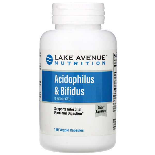 Lake Avenue Nutrition, Acidophilus & Bifidus, Probiotic Blend, 8 Billion CFU, 180 Veggie Capsules - The Supplement Shop