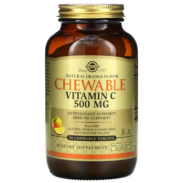 Solgar, Chewable Vitamin C, Natural Orange Flavor, 500 mg, 90 Chewable Tablets