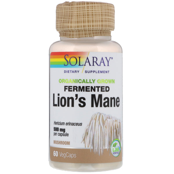 Solaray, Organically Grown Fermented Lion's Mane Mushroom, 500 mg , 60 VegCaps - The Supplement Shop