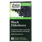 Gaia Herbs, Black Elderberry with Acerola Fruit, 30 Vegan Capsules - The Supplement Shop