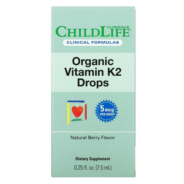 Childlife Clinicals, Organic Vitamin K2 Drops, Natural Berry Flavor , 0.25 fl oz (7.5 ml) - The Supplement Shop