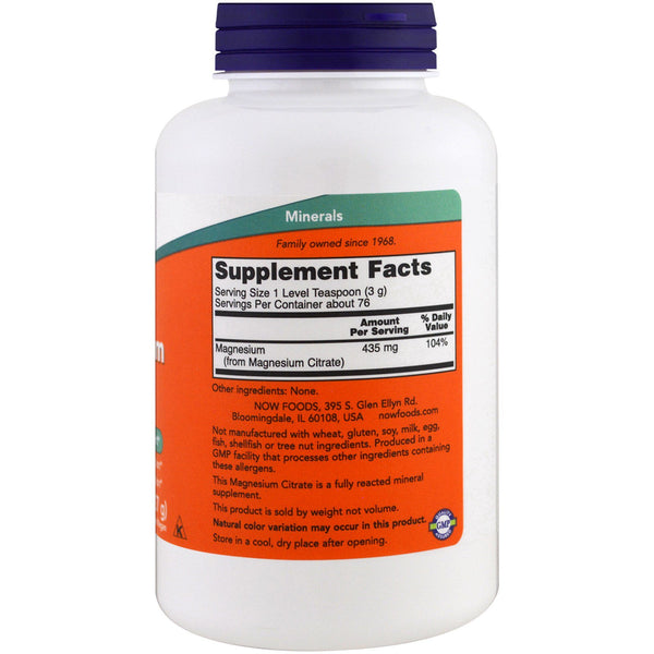 Now Foods, Magnesium Citrate Pure Powder, 8 oz (227 g) - The Supplement Shop