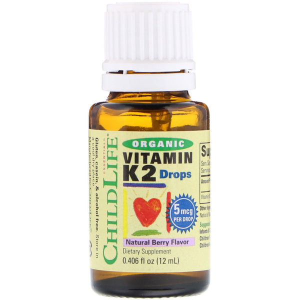 ChildLife, Organic, Vitamin K2 Drops, Natural Berry Flavor, 0.406 fl oz (12 ml) - The Supplement Shop