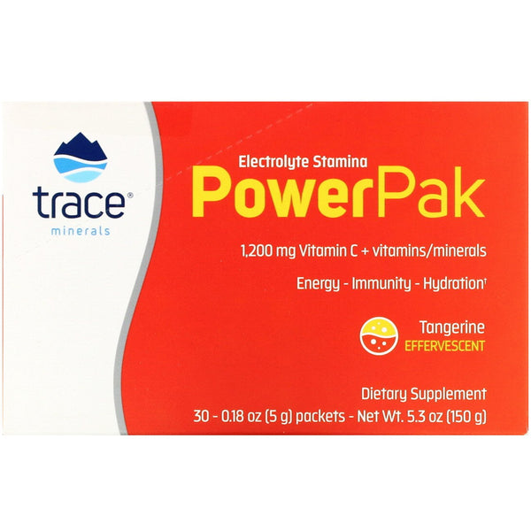 Trace Minerals Research, Electrolyte Stamina PowerPak, Tangerine, 30 Packets, 0.18 oz (5 g) Each - The Supplement Shop