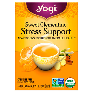 Yogi Tea, Stress Support, Sweet Clementine, Caffeine Free, 16 Tea Bags, 1.12 oz (32 g)