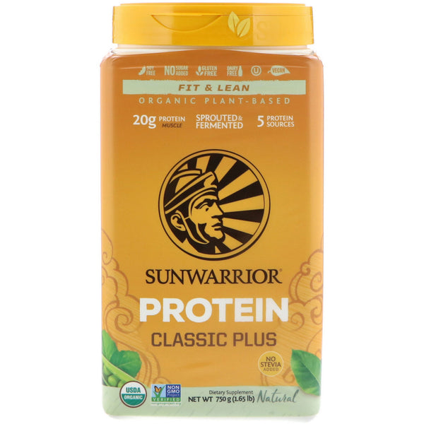 Sunwarrior, Classic Plus Protein, Organic Plant Based, Natural, 1.65 lb (750 g) - The Supplement Shop