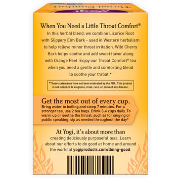 Yogi Tea, Throat Comfort, Caffeine Free, 16 Tea Bags, 1.27 oz (36 g)