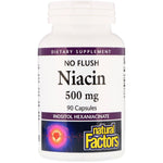 Natural Factors, No Flush Niacin, 500 mg, 90 Capsules - The Supplement Shop