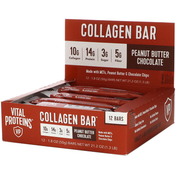 Vital Proteins, Collagen Bar, Peanut Butter Chocolate, 12 bars, 1.8 oz (50 g) Each