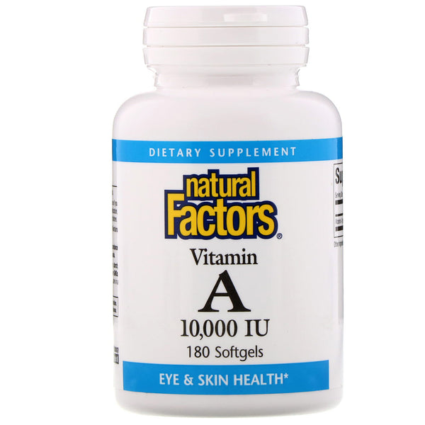 Natural Factors, Vitamin A, 10,000 IU, 180 Softgels - The Supplement Shop