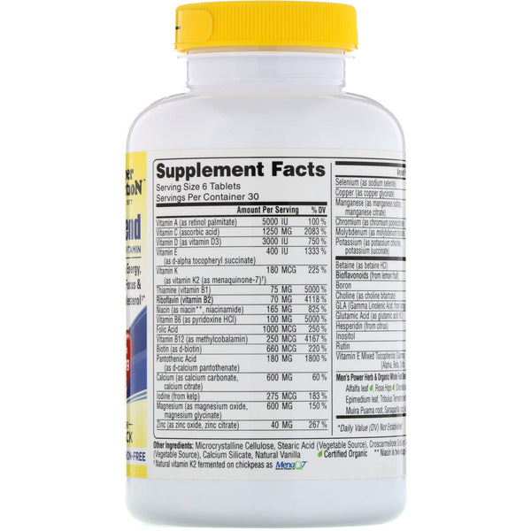 Super Nutrition, Men's Blend, Antioxidant Rich Multivitamin, Iron Free, 180 Tablets - The Supplement Shop