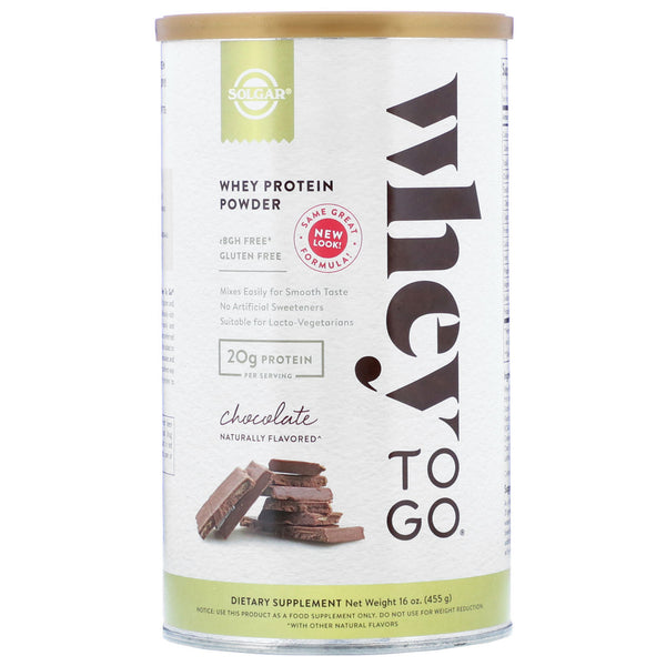 Solgar, Whey To Go, Whey Protein Powder, Chocolate, 16 oz (455 g) - The Supplement Shop