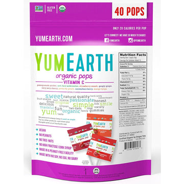 YumEarth, Organic Pops, Vitamin C, Assorted Flavors, 40 Pops, 8.5 oz (241 g)