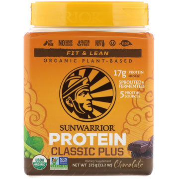 Sunwarrior, Classic Plus Protein, Organic Plant Based, Chocolate, 13.2 oz (375 g)