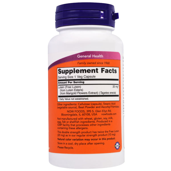 Now Foods, Lutein, Double Strength, 90 Veg Capsules - The Supplement Shop