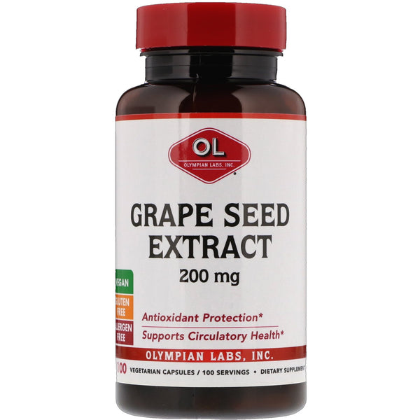 Olympian Labs, Grape Seed Extract, 200 mg, 100 Vegetarian Capsules - The Supplement Shop