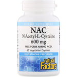 Natural Factors, NAC N-Acetyl-L-Cysteine, 600 mg, 60 Vegetarian Capsules - The Supplement Shop