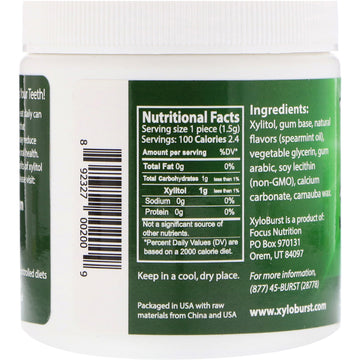Xyloburst, Xylitol Gum, Spearmint, 100 Pieces, 5.29 oz (150 g)