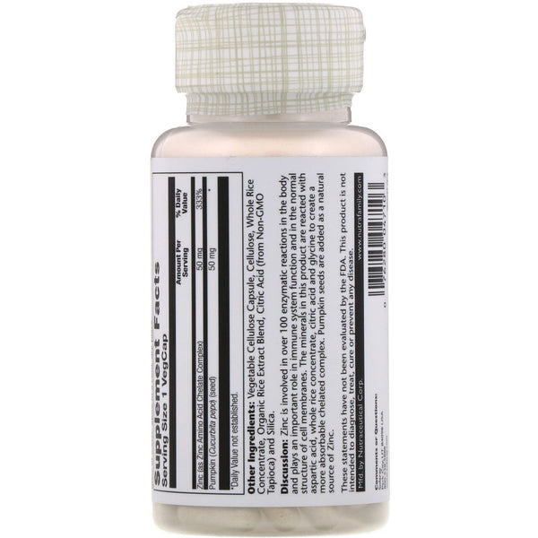 Solaray, Zinc, 50 mg, 100 VegCaps - The Supplement Shop