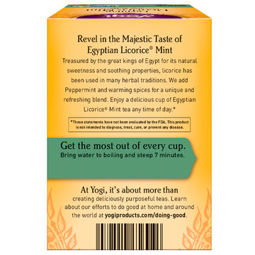 Yogi Tea, Egyptian Licorice Mint, Caffeine Free, 16 Tea Bags, 1.12 oz (32 g)