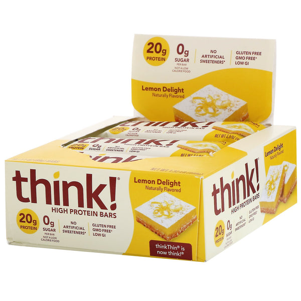 ThinkThin, High Protein Bars, Lemon Delight, 10 Bars, 2.1 oz (60 g) Each - The Supplement Shop