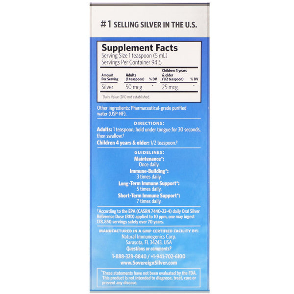 Sovereign Silver, Bio-Active Silver Hydrosol, 10 ppm, 16 fl oz (473 ml) - The Supplement Shop