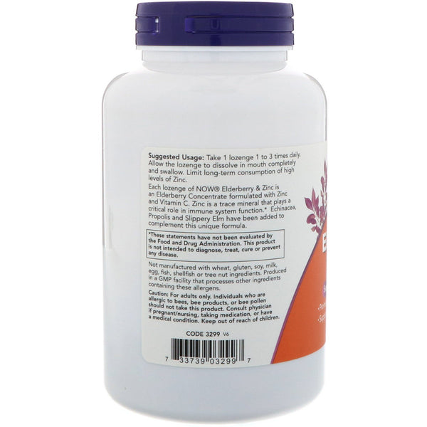 Now Foods, Elderberry & Zinc, 90 Lozenges - The Supplement Shop