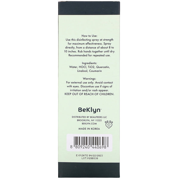 BeKLYN, Absolute Purifying Spray, Alcohol-Free Hand Sanitizer, 10.14 fl oz (300 ml) - The Supplement Shop